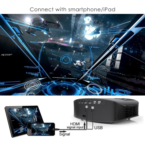 Open Box -GooDee 3600L Outdoor Movie Projector with 200" LCD Display, Support 1080P, Compatible with Fire TV Stick, PS4, HDMI, VGA, AV and USB