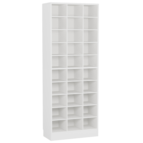 TRIBESIGNS  10-Tier Shoe Cabinet, Freestanding Shoe Storage Rack With 30 Cubbies In White