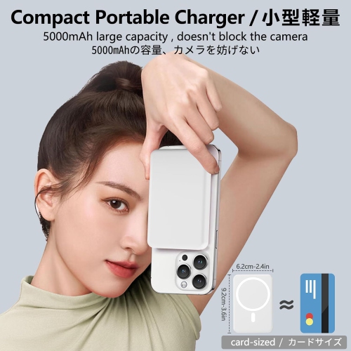 Mag-Safe y Pack,5000mAh Magnetic Power Bank with USB C PD 20W Ultra Fast Charging Portable