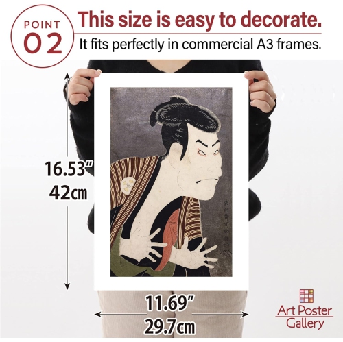 Toshusai Sharaku “Otani Oniji ”Poster Ukiyo-e Japanese ing Poster 8.27inch×11.69inch/21㎝×29.7㎝(A4)【Made in