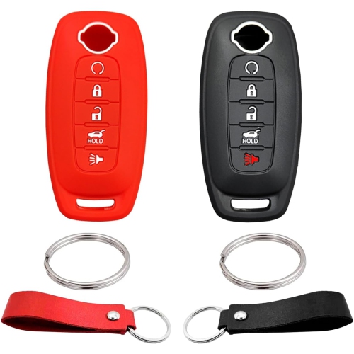 Silicone Rubber Key Fob，with Keychain Strap Compatible with 2023 2024 Nissan Rogue Path Silicone Key Fob Cover