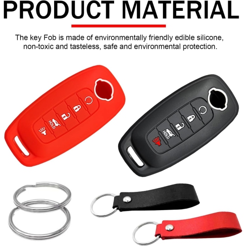 Silicone Rubber Key Fob,with Keychain Strap Compatible with 2023 2024 Nissan Rogue Path Silicone Key Fob Cover