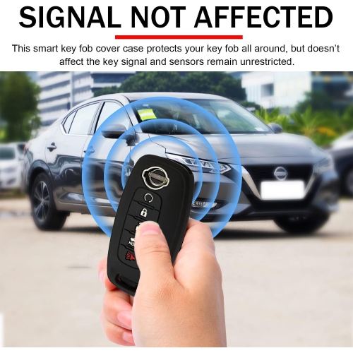 Silicone Rubber Key Fob,with Keychain Strap Compatible with 2023 2024 Nissan Rogue Path Silicone Key Fob Cover