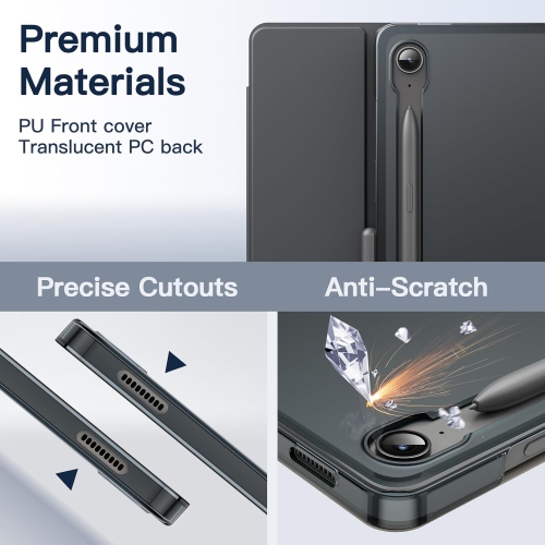 Case for Samsung Galaxy Tab S9 FE 10.9-Inch, Slim Translucent Back Tri-Fold Stand Protective Tablet Cover,