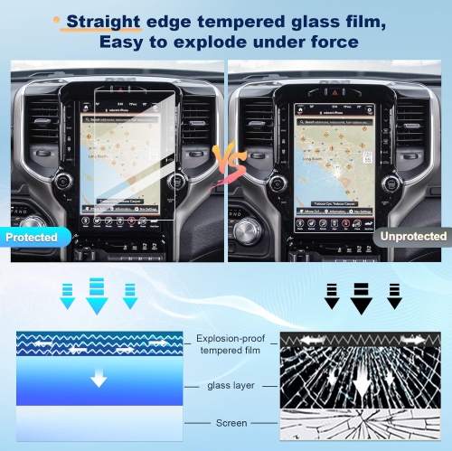 2023 2022 – Protecteur d'écran Ram 1500 pour écran tactile GPS de 12&nbsp;po 2019-2021 2022 2023 Ram 1500 2500 3500 Uconnect