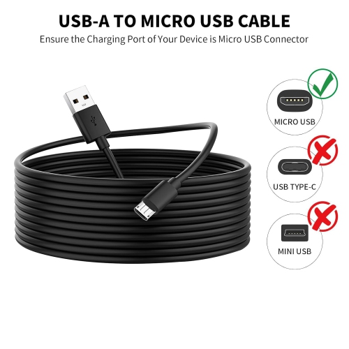 2 Pack 16.4ft 5M Power Extension Cable for Wyze Cam,YI Camera, Nest Cam, Blink, Netvue, Kasa Cam,USB to ro