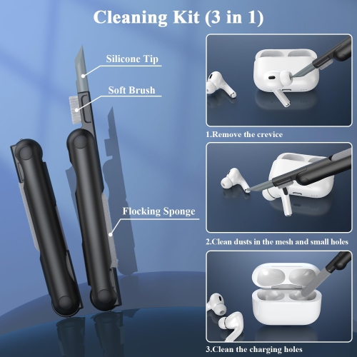 Case for Airpods Pro with Keychain & Cleaing Kit, Full-Body Protective Cover