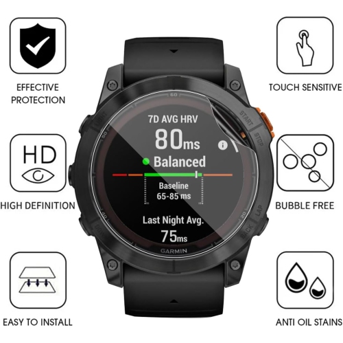 3 Pack Screen Protector for Garmin Fēnix® 7X Pro 51mm, Flexible Soft TPU HD Clear Anti-Scratch Film Max