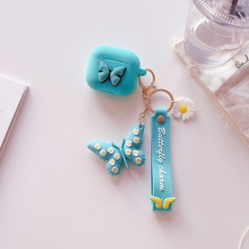 Compatible with AirPods 3 Case Butterfly, Silicone Cartoon 3D Cover for AirPod 3 Case with Butterfly Keychain, Kids