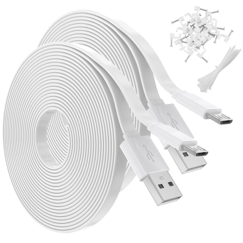 2 Pack 30FT Flat Power Extension Cable for WyzeCam, YI Camera NestCam Blink Wyze Cam OG Wyze Cam Pan Netvue Kasa Cam