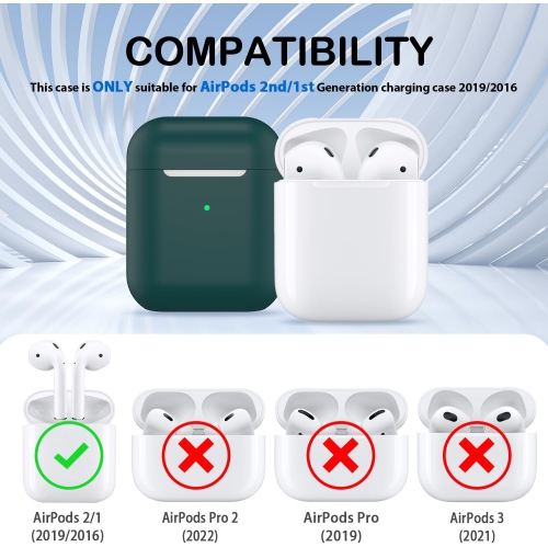 for AirPods Case Cover, Military Grade Anti-Fall Soft Silicone Shock-Absorbing Protective for AirPods 2&1