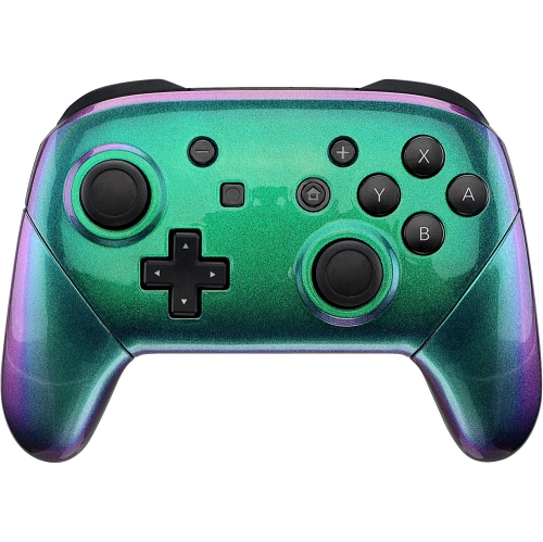 Chameleon Faceplate Backplate Handles for Nintendo Switch Pro Controller, Green Purple DIY Replacement Grip