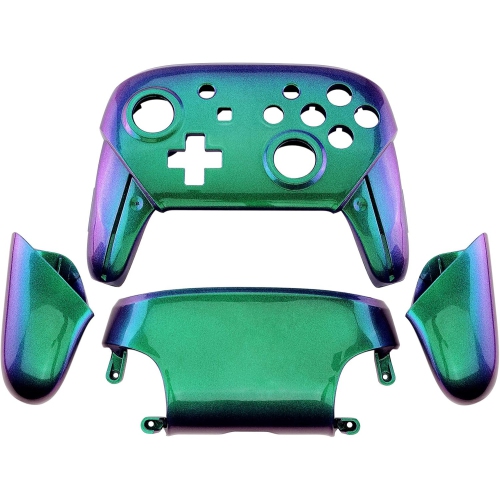 Chameleon Faceplate Backplate Handles for Nintendo Switch Pro Controller, Green Purple DIY Replacement Grip