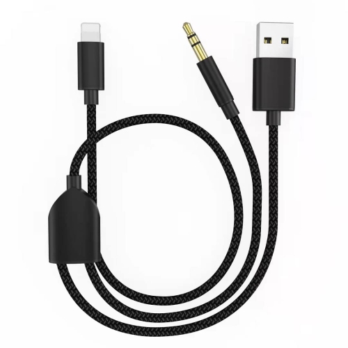 Audio Charging Cable 2in1 Car AUX Cord Compatible with Phone 12 11 SE XS XR X 8 7, Audio and USB A Charging Adapter