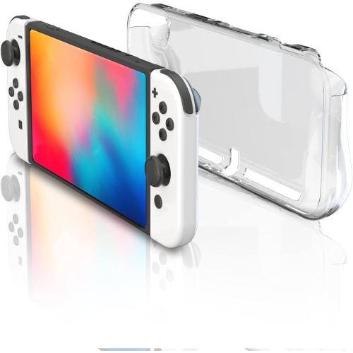 TPU Case Cover for Switch O, Clear Protective Case Compatible with Nintendo Switch O Model with Tempered Gl