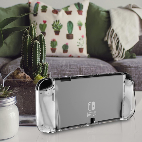 TPU Case Cover for Switch O, Clear Protective Case Compatible with Nintendo Switch O Model with Tempered Gl