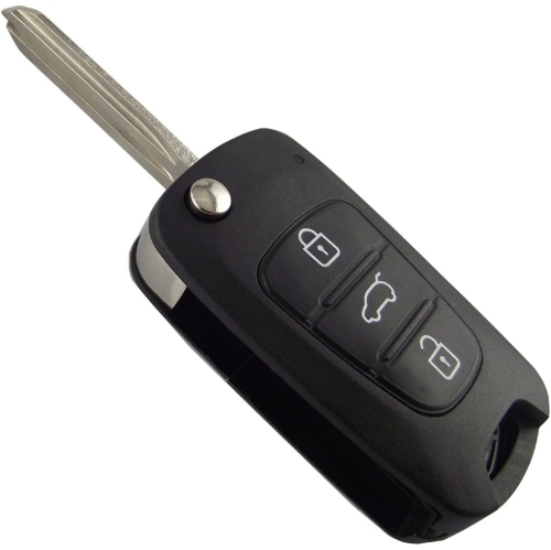 KEMANI  Uncut Blank Flip Remote Key Fob Shell Car Case Replacement for 2011-2012 Kia Forte Sportage Soul 3 Buttons No