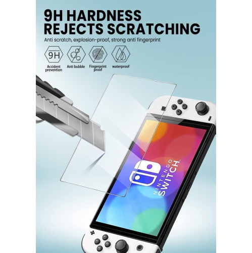 [3-Pack] Screen Protector for Nintendo Switch O, 9H Tempered Gl Film with Smooth, HD Clear, Easy-Install,