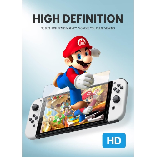 [3-Pack] Screen Protector for Nintendo Switch O, 9H Tempered Gl Film with Smooth, HD Clear, Easy-Install,