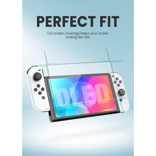 [3-Pack] Screen Protector for Nintendo Switch O, 9H Tempered Gl Film with Smooth, HD Clear, Easy-Install,