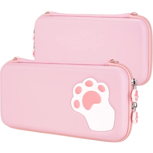 PlayVital Pink Switch Lite Travel Carrying Case, Hard Portable Pouch, Soft Velet Lining Carry Storage Bag