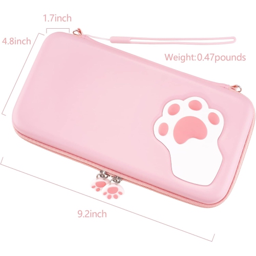 PlayVital Pink Switch Lite Travel Carrying Case, Hard Portable Pouch, Soft Velet Lining Carry Storage Bag