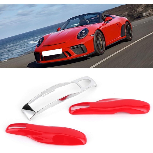 Key Fob Cover Case, 3pcs Remote Key Fob Cover Trim Protective Case for //Cayenne/(Red+Silver)