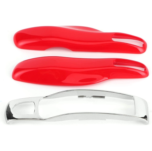 Key Fob Cover Case, 3pcs Remote Key Fob Cover Trim Protective Case for //Cayenne/(Red+Silver)