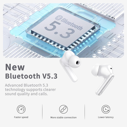 Earbuds, Bluetooth 5.3 Earbuds HiFi Stereo Headphones Noise Cancelling with , USB C, IPX7
