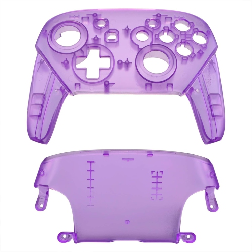 Clear Ato Purple Faceplate and Backplate for Nintendo Switch Pro Controller, DIY Replacement Shell