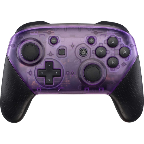 Clear Ato Purple Faceplate and Backplate for Nintendo Switch Pro Controller, DIY Replacement Shell