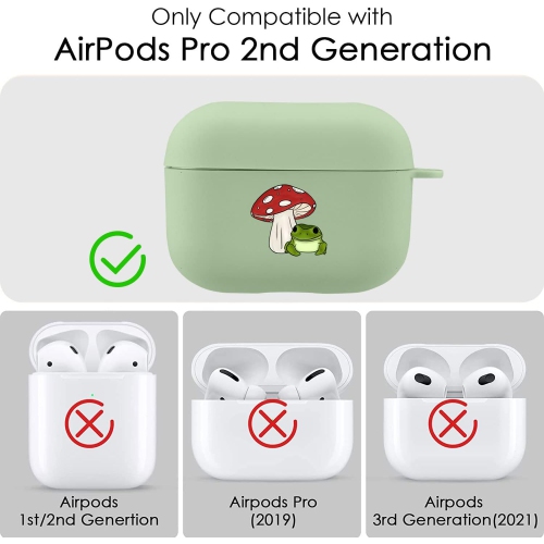 Compatible with Airpods Pro 2nd Generation Case, Cute AirPods Pro 2 Case Cover Mushroom Frog Printed Protective