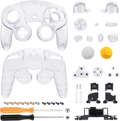 Clear Faceplate Backplate for Nintendo GameCube Controller, Custom DIY Replacement Housing Shell Cover