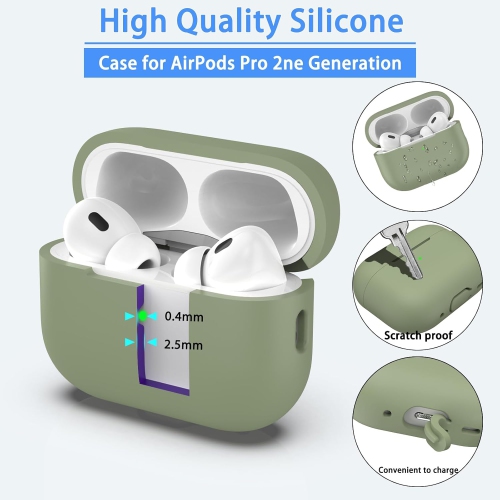 for AirPods Pro 2nd Generation Case Cover, Military Grade Anti-Fall Soft Silicone Shock-Absorbing for AirPods