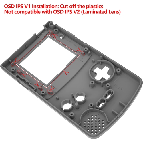 Couvercle de boîtier intégral transparent de remplacement amélioré compatible IPS et boutons pour Gameboy Color – Fit