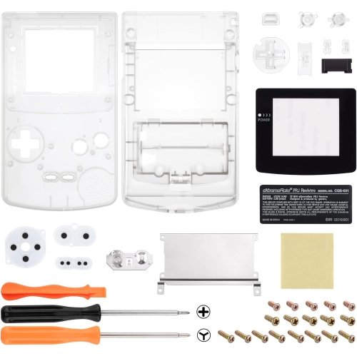 Couvercle de boîtier intégral transparent de remplacement amélioré compatible IPS et boutons pour Gameboy Color – Fit