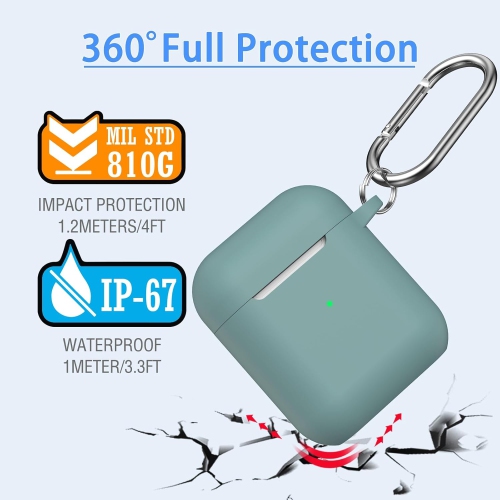 for AirPods Case Cover, Military Grade Anti-Fall Soft Silicone Shock-Absorbing Protective for AirPods 2&1