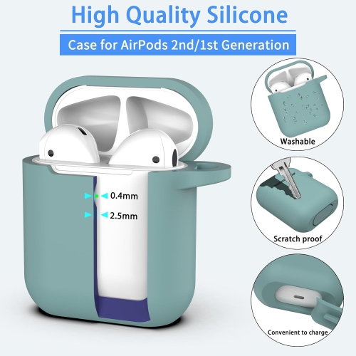 for AirPods Case Cover, Military Grade Anti-Fall Soft Silicone Shock-Absorbing Protective for AirPods 2&1