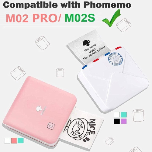 Imprimantes série M02 Pro/M02S Papier autocollant imprimable violet/bleu pâle/rose pâle autoadhésif