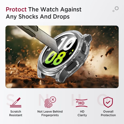 for Galaxy Watch FE 40mm/ Galaxy Watch 5 40mm/ Galaxy Watch 4 40mm Waterproof Screen Protector Case, Hard PC