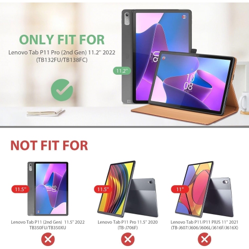 Lenovo Tab P11 Pro Gen 2 Case - Multi-Angle Viewing Stand PU Leather Tablet Case with Large Pocket