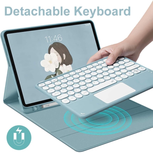 Galaxy Tab S8/ Tab S7 Case with Touchpad, Detachable Bluetooth Keyboard Leather Folio Cover for Galaxy Tab S8/ Tab S7