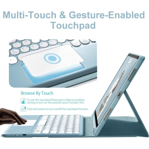 Galaxy Tab S8/ Tab S7 Case with Touchpad, Detachable Bluetooth Keyboard Leather Folio Cover for Galaxy Tab S8/ Tab S7