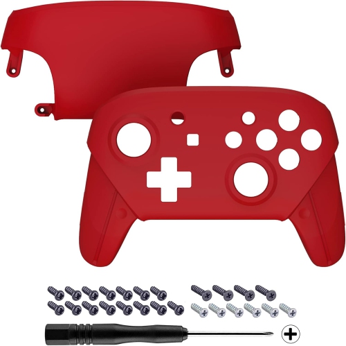 Pion Red Faceplate and Backplate for Nintendo Switch Pro Controller, Soft Touch DIY Replacement Shell