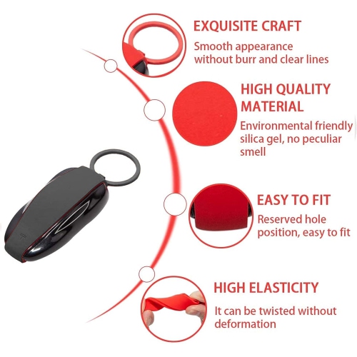 for BLACK Tesla MODEL X Skin Cover Keychain Remote Key Fob Key Chain Accessory Smart Key Protective Protector Case