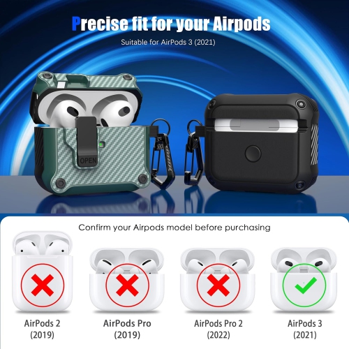 for Airpod 3rd Generation Case Cover with Secure Lock , Full Body Shockproof Hard Shell Protective,