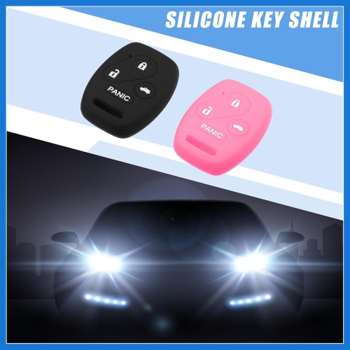 Smart Key Fob Cover Case 4 Buttons Skin Protector for Honda Accord Civic CR-V Element Pilot Silicone Black Pink