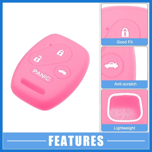 Smart Key Fob Cover Case 4 Buttons Skin Protector for Honda Accord Civic CR-V Element Pilot Silicone Black Pink
