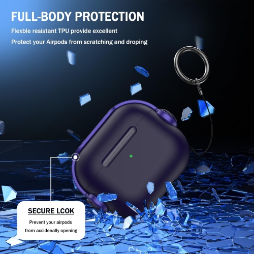 Case Compatible with Airpod 3rd Generation with Lock, Protective Hard Case Cover with Kit for Airpod 3