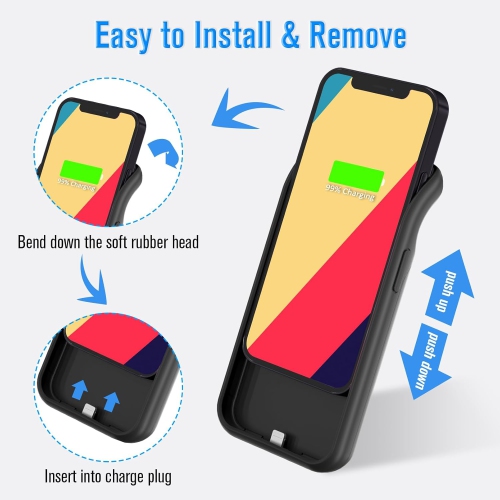 Étui mini y pour iPhone 12, étui de recharge protecteur portatif 6000&nbsp;mAh pour iPhone 12 mini, rallonge rechargeable